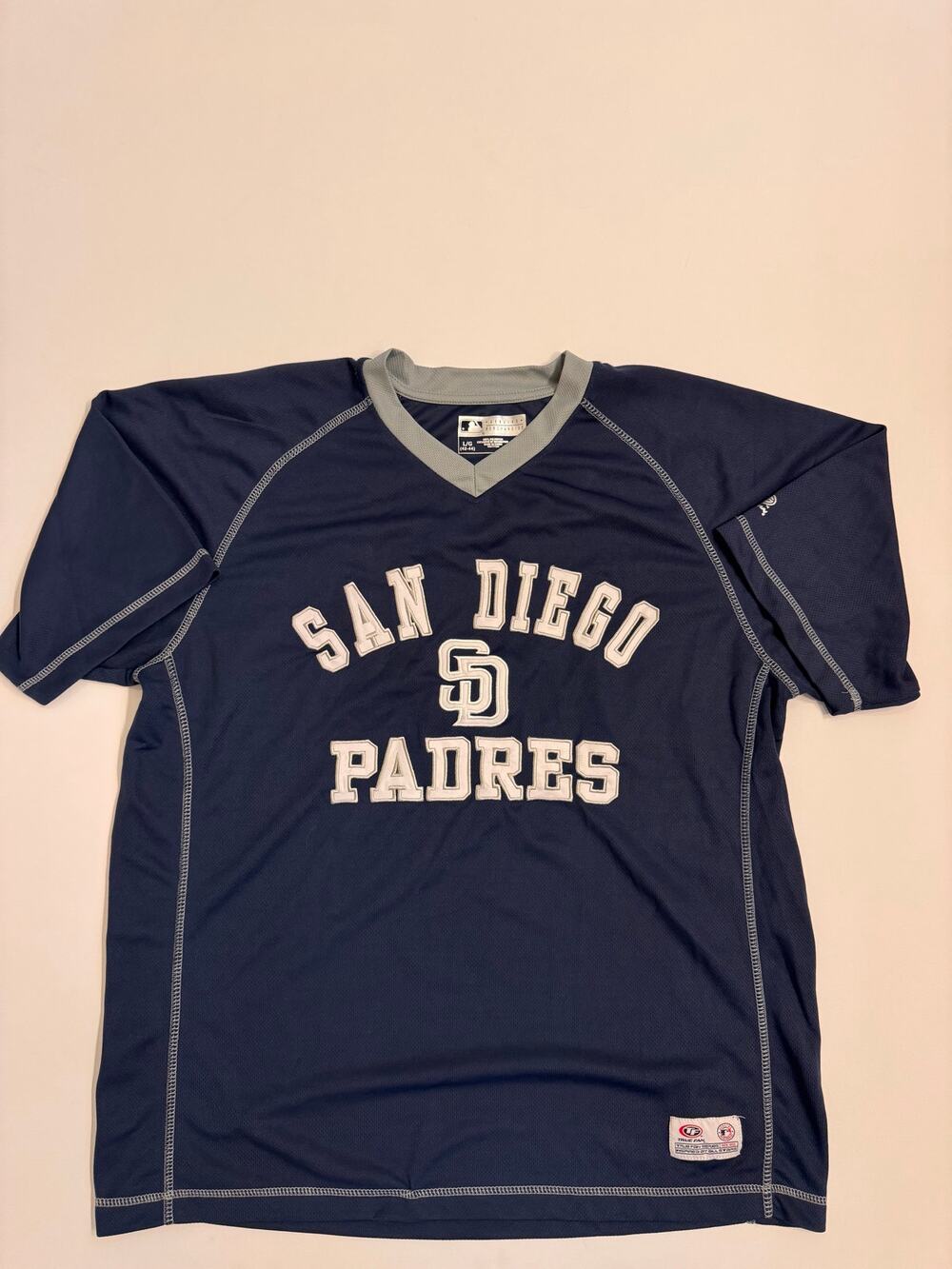 Men's MLB San Diego Padres True Fan Series Navy/White Jersey Size L